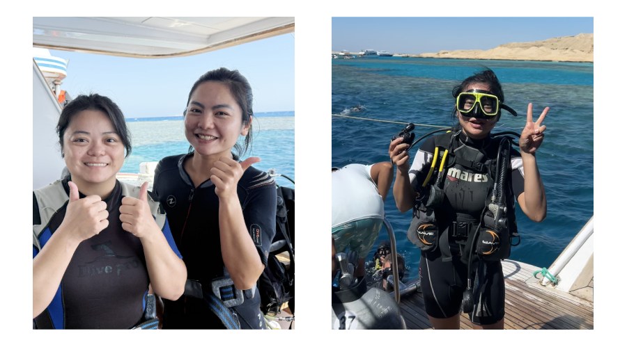 教練吩咐我們從準備器材、穿戴裝備都要自行完成，接著進行熟悉的入海儀式