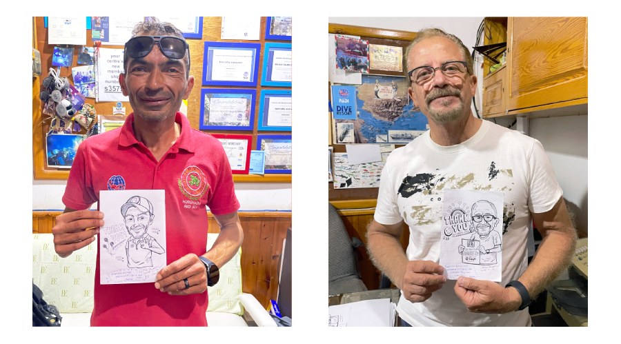 於是在我最愛的潛水中心，我將畫作交到他們手中