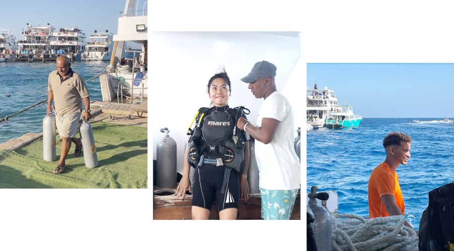 扛氧氣瓶、搬面罩、擦洗艙板、補給加油，船員們的動作精準且機械化