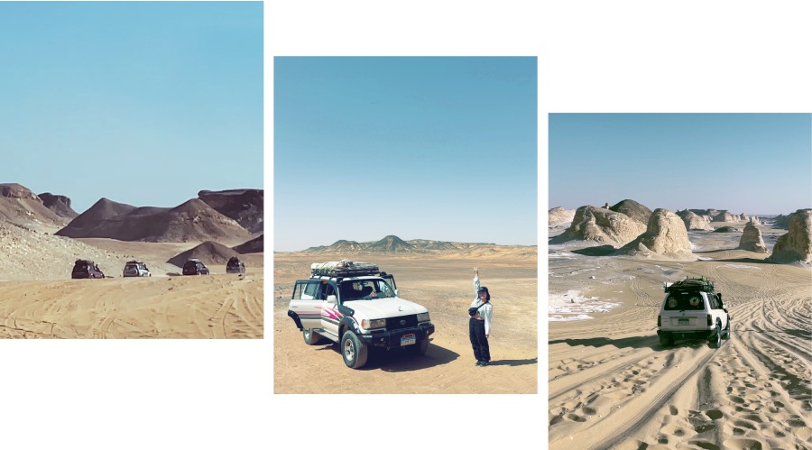 看到好幾台越野吉普在沙漠中奔馳，我一度以為是在拍廣告呢！