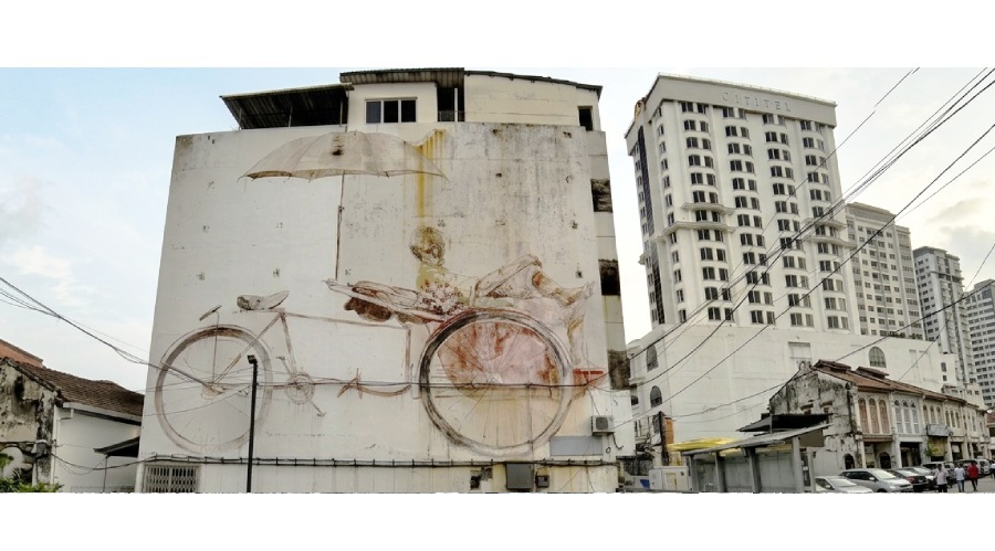 檳城壁畫｜等待的三輪車夫