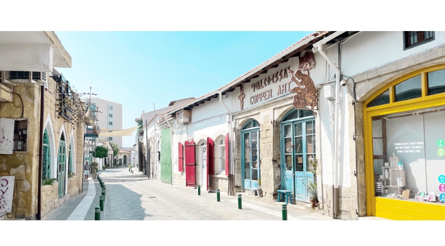 賽普勒斯拉納卡(Larnaca) 聖拉撒路教堂(Church of Saint Lazarus) 附近街道的景色